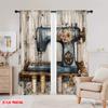 2 szt., druk płaski 2D Zasłony i dekoracja okienna Vintage Stitcher Poliester Tkany (bez pręta) Dekoracja domu do salonu,