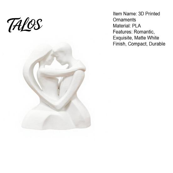 Romantic Couple Sculpture 3D Printed Hugging Heart-Shaped Sculpture, Embrace Figurine with Matte White Finish, Modern Minimalist Decor Tabletop