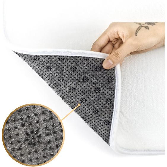LNU Bathroom Rugs Soft Plush Bath Mat, Purple and Gray Non Slip Shaggy Bath Rugs, Absorbent Floor Mats Runner Perfect for Tub Shower Indoor, 16" x
