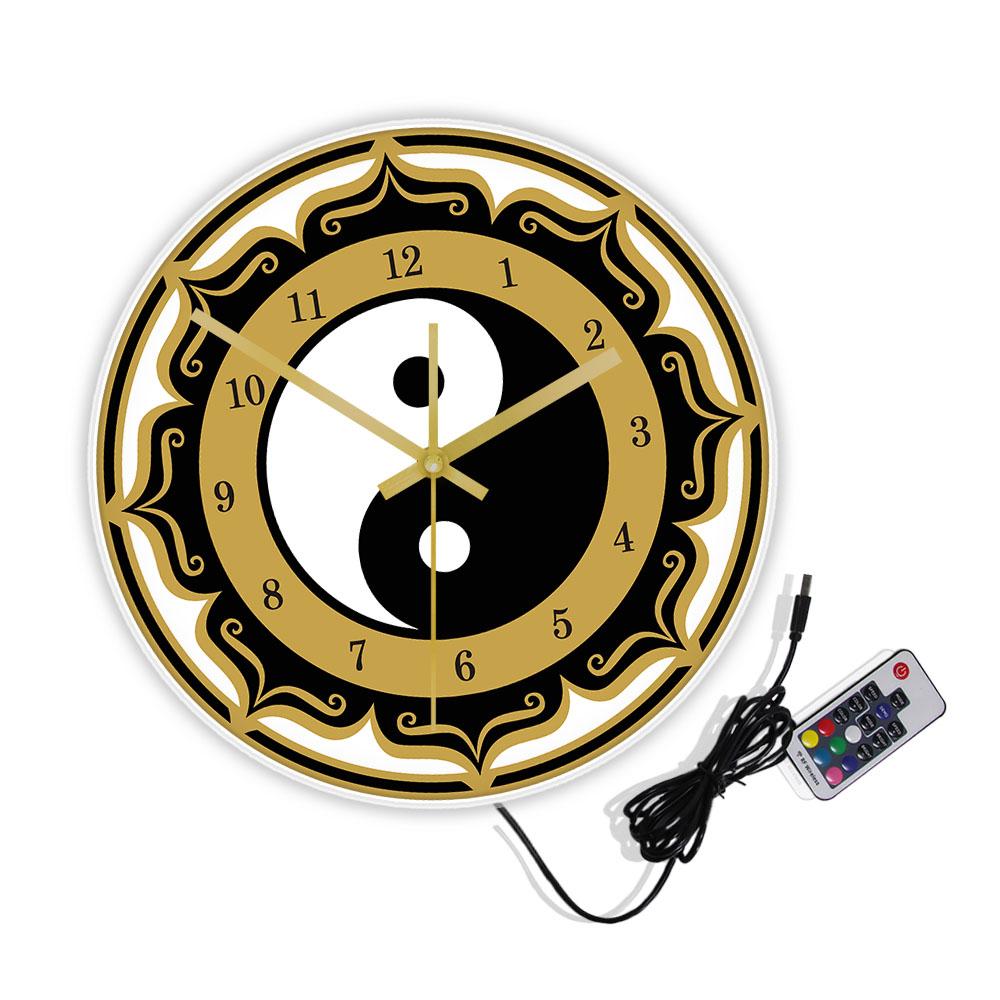 Yin Yang Symbol Modern Wall Clock Chinese Philosophy Taoist Amulet Wall Art Spirituality Home Decor Silent Movement Wall Clock
