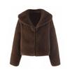 Womens Faux Fur Coat Long Sleeve Oversized Winter Warm Outerwear Camel Coffee Color