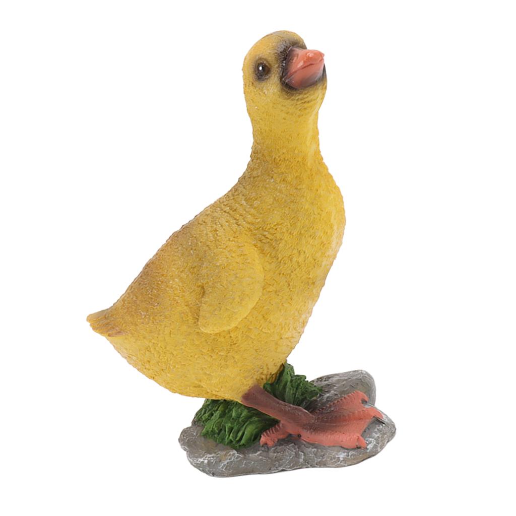 Garten Enten Statue Außen Hof Harz Niedliches Tier Rasen Figur Terrasse Ornament Skulptur Kunst Grau