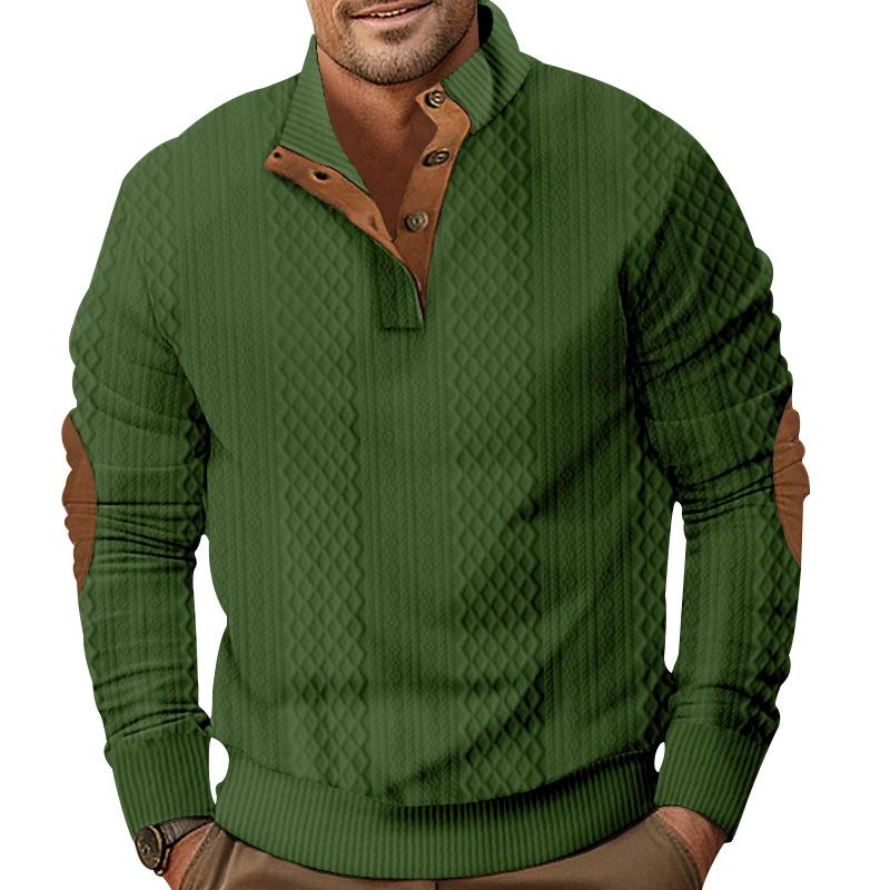 Spring/Autumn Men's Sweatshirt Half-Zip Men's Casual Oversized Jacquard Stand Collar Top