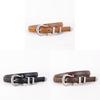 Classic Vintage Leather Belt For Women With Silver Buckle And Denim Waist Accessory For Casual Style