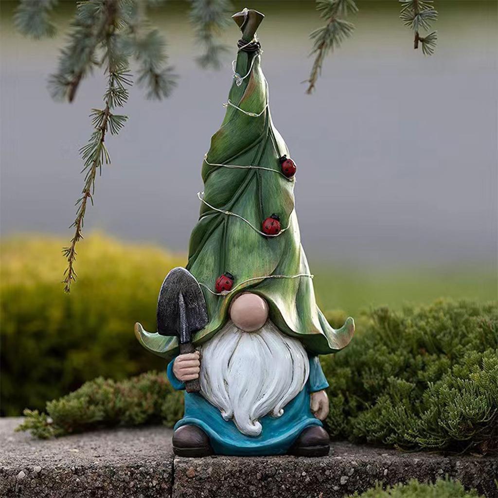 Cartoon Gnome Garden Decor With Lights Outdoor Statues Waterproof Resin Figurines Night Decorative Lamp Accessories