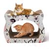 Nobleza - Grattoir Carton En Forme De Chat Avec Zone De Repos. Inclus Un Sac D’herbe À Chat (cataire).