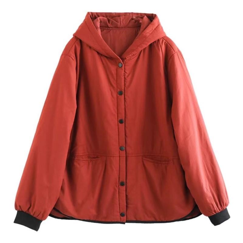 Johnature Nișă culoare solidă cu glugă largi ocazional îmbinare haină femeie la modă de iarnă cu mâneci lungi haină cu un singur piept