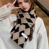 Unisex Acrylic Scarf | Red & White Diamond Pattern | Warm, Stretchy & Lightweight | Ideal for Cold Weather | Perfect for Casual Wear In Fall & Winter