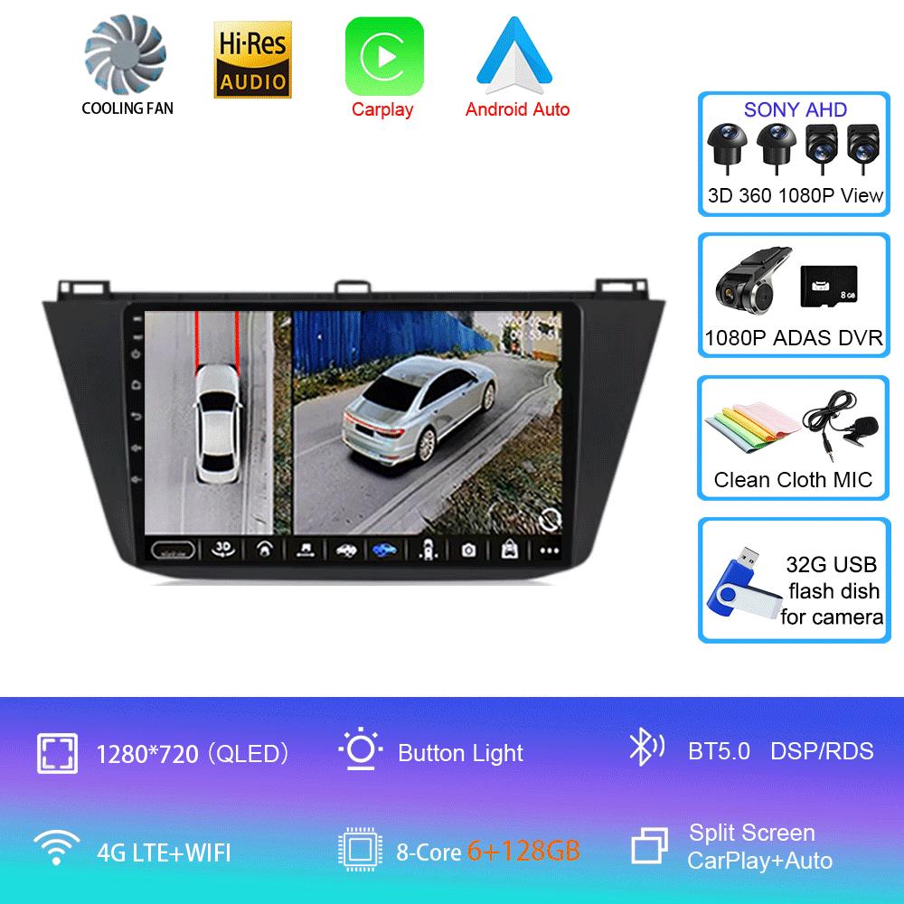 Radio Samochodowe Android 14 Carplay Auto Dla Volkswagen Tiguan 2 Mk 2016 2017 2018 2019 Odtwarzacz Wideo Multimedia Nawigacja GPS Stereo
