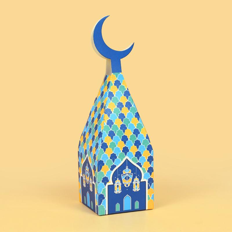 6Pcs Eid Mubarak Candy Box Moon Lantern Gift Cookie Packaging Boxes Bags Ramadan Kareem Decor Muslim Islamic Party Supplies 2024