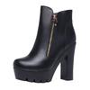 13cm Small Size 32-43 British Style Block High Heels Boots Platform Shoes 2025 Winter Thick Bottom Plush Ankle Boots Model Mom