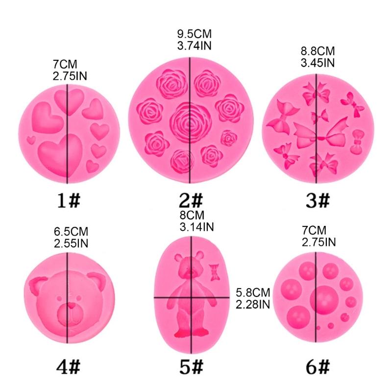 3D Bear Heart Bowknot Silicone Flexible Food Grade Mould Clay Resin Ceramics Candy Fondant Candy Chocolate Soap Mould
