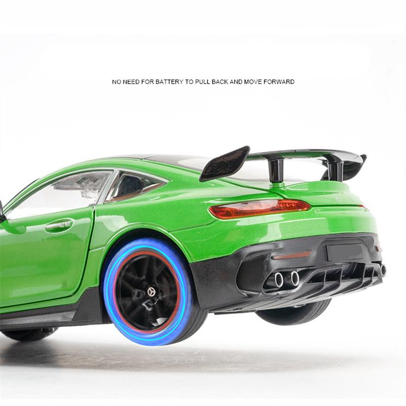 1/18 Benzs-GT GTR Legierungs-Rennwagenmodell Druckguss-Metallspielzeug-Sportwagenfahrzeuge Modellsimulation Ton und Licht Kindergeschenke