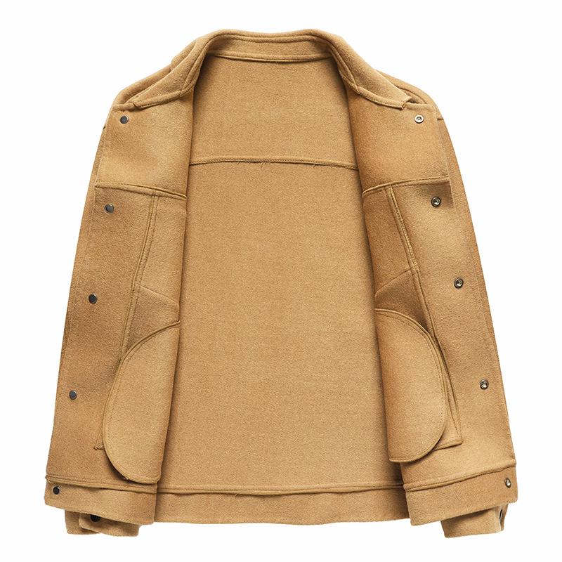 Men's Double-Sided Wool Twill Jacket - Casual Lapel Style for All Ages