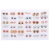 36Pairs Mixed Earrings Crystal Rhinestone Bear Butterfly Bowknot Flower Heart Stud Earrings