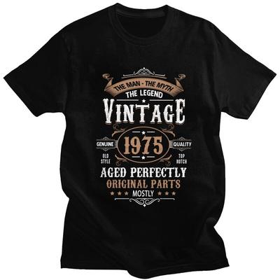 50th Birthday Vintage 1975 Unisex Myth Legend Tshirts Short Sleeves Leisure T Shirt Custom Years Tshirts Loose Fit 100 Cotton Tee