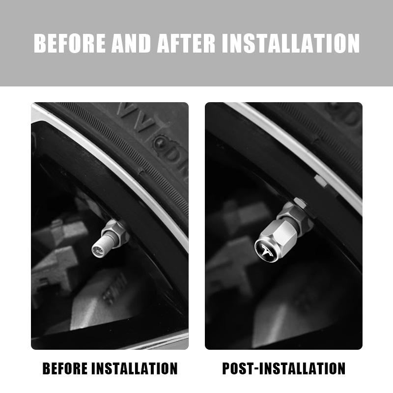 AKZ1 4Pc/set Car Styling 3D Wheel Tire Valve Stem Caps Auto Accessories For Tesla Model 3 Model S Model X Model Y Cybertruck Roadster