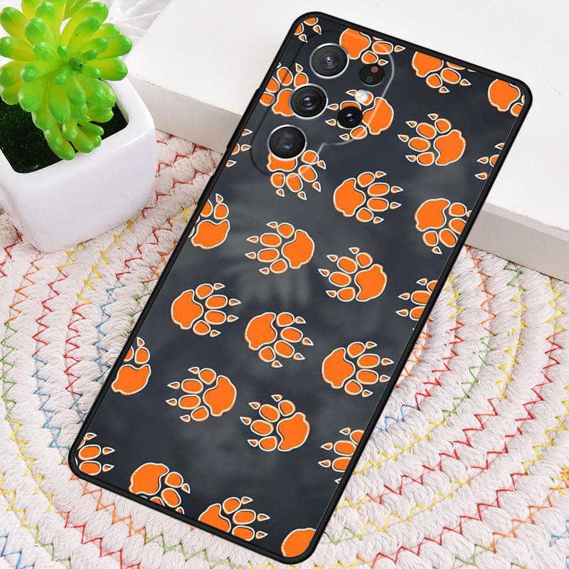 

Paw Pattern Orange Silicone Phone Case For Samsung Galaxy note 10 pro S26 S25 S24 S23 S22 S21 Plus S25Ultra Capa Cover Galaxy S25 Ultra