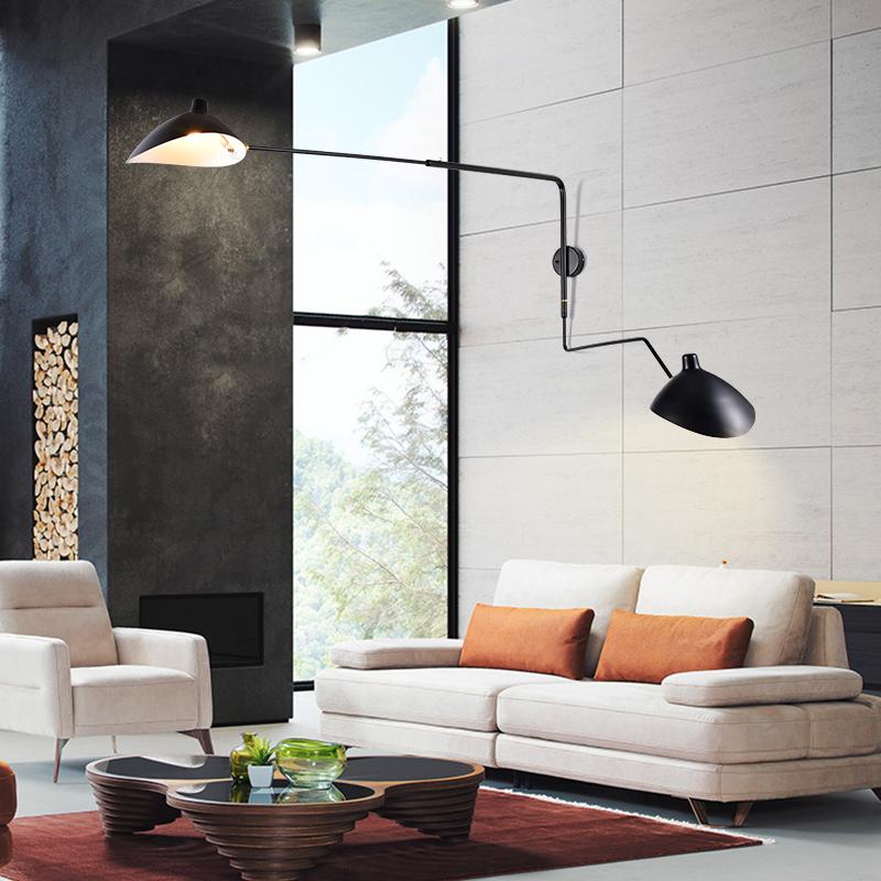 Modern Swing Wall Lamps Loft Adjustable Head Wall Lights Surface Installation Reading Wall Sconces E27 Indoor Wall Lamp 85-260v