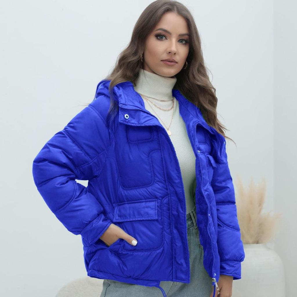 Giacca Imbottita in Cotone Piumino Europeo e Americano Nuova Giacca Invernale da Donna Ispessita Imbottita in Cotone Esplosioni Colore Brillante Colletto Giacca Imbottita in Cotone