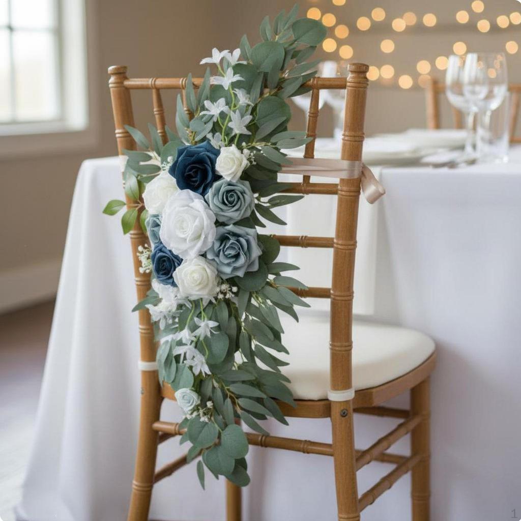 2 Pieces Wedding Aisle Chair Decoration Ready To Use Artificial Flower Swag Set Handmade