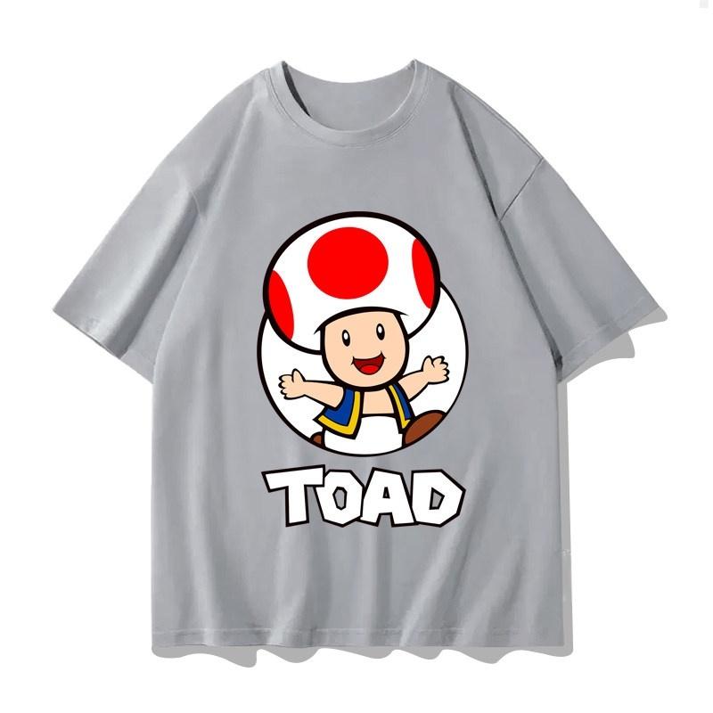 Super Mario Toad T-shirt Men and Women Summer Cotton Y2K Clothing Fashion Breathable Anime Fans Short Sleeve Tops Streetwear