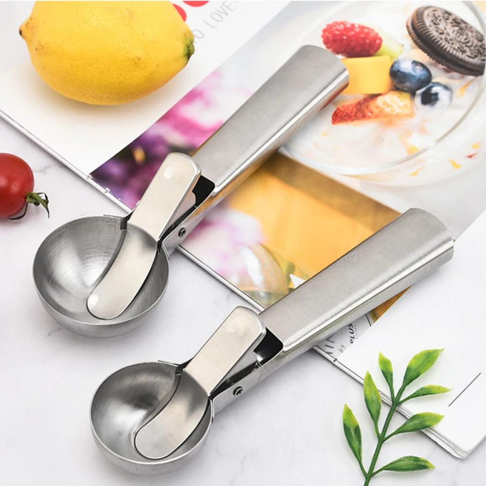 Stainless Steel Dual-purpose Ice Cream Scoop, Ice Cream Spoon, Multi-functional Ball Digger, Ice Cream and Fruit Spoon