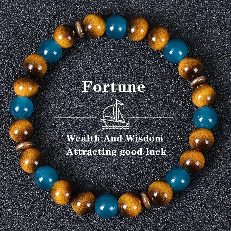 Браслет из натурального камня Браслеты из камня Тигровый глаз Мужские Женские Браслет с бусинами-шармами Браслет Удачи Исцеления Богатства Денег