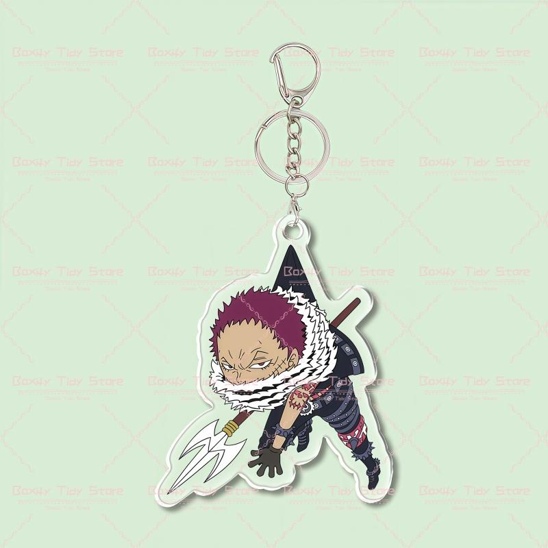One Piece Chibi Acrylic Keychain Set Luffy Zoro Katakuri Double Sided HD Print Anti-Scratch Key Ring Backpack Pendant Anime Fan