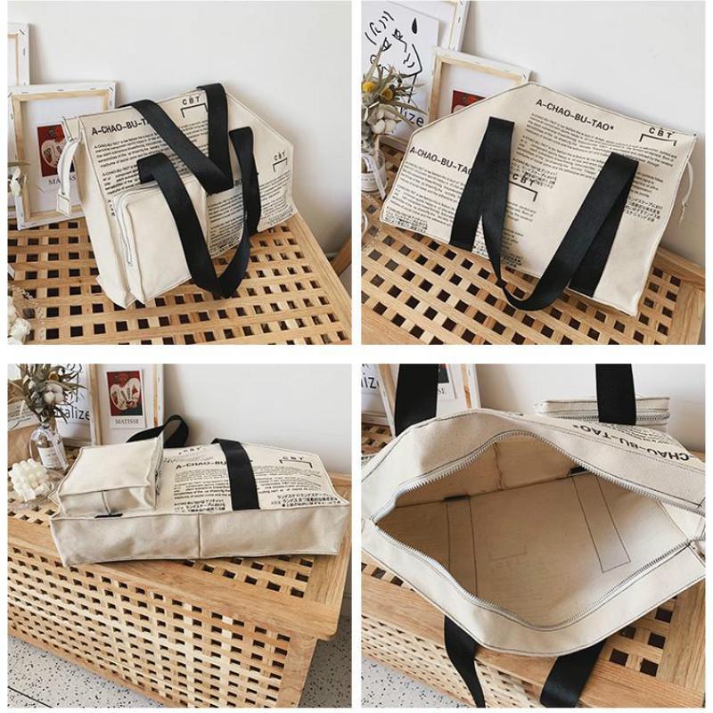 Large Capacity Tooling Canvas Shoulder Bag Men and Girls Hip-hop Bag Handbag Women