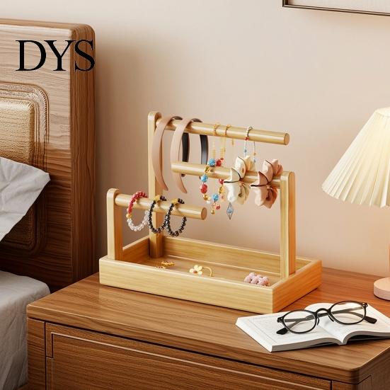 Desktop Storage Rack Wooden Headband Holder Stand, Hair Accessories Organizer Tray for Hairbands, Scrunchies, Wood Ties, Bows & Clips, Jewelry Display