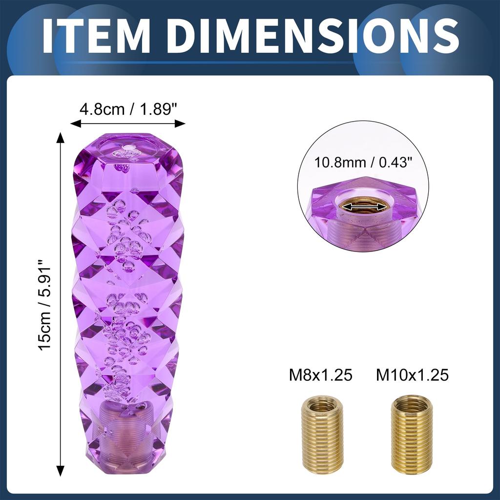 INFINAUTO Car Shift Knob 15cm Universal Automatic and Manual Car Gear Shift Knob with 2 Adapters Acrylic Purple 1 Set