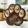 Pet Keepsake Memorial Frame Wooden Paw‑Shaped Picture Frame, Photo with Fur Box Storage Compartment, Loss Remembrance Tabletop Ornament for Dog Cat