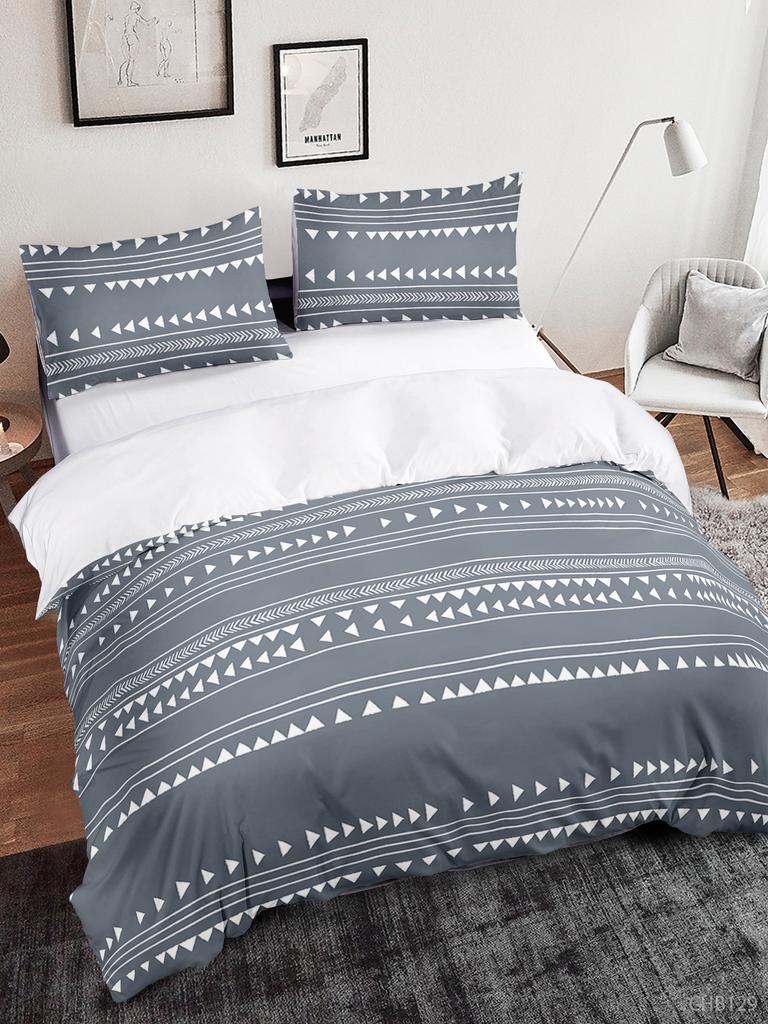 Simple And Fresh Three-Piece Set Thousand Birds Plaid Kit Quilt Cover Bedding