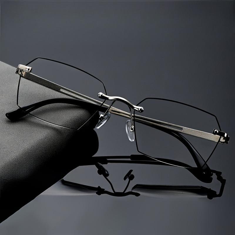 

Fashionable Business Style Color Changing Reading Glasses with Hexagonal Frame Design, High-definition and Durable Glasses +150 серебряный