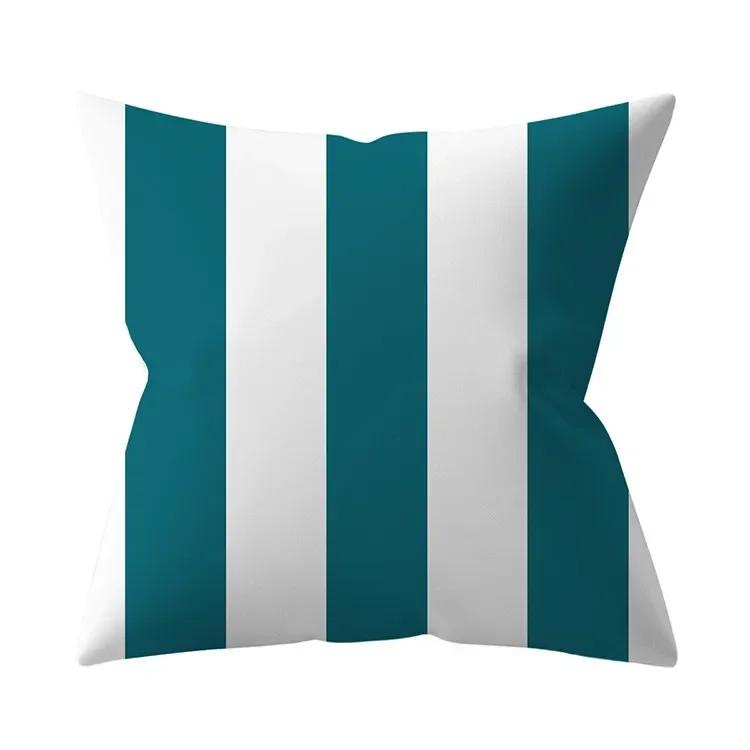 Teal Blue Cushion Cover Decorative Sofa Cushions Polyester Geometric Pillow Covers 45x45 Throw Pillows Single Side Pillowcases