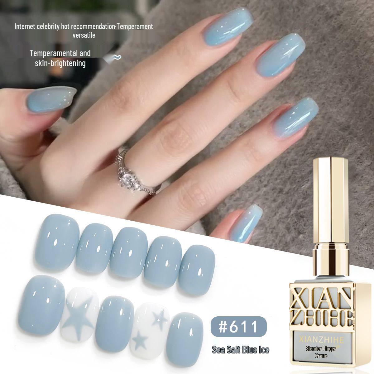 Icy Blue Sea Salt Nail Gel: Internet Celebrity Favorite for Gentle Whitening and Trendy Nail Art озеро синий