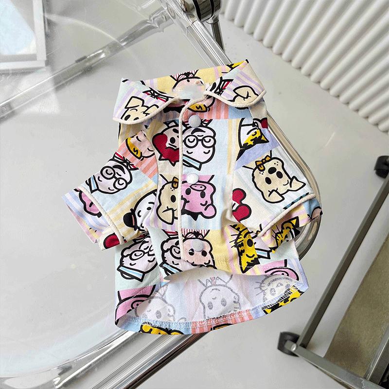 New Spring Summer Dog Shirt Pet Spring Summer Pet Shirt Dog Cat Clothes Schnauzer Bichon Pomiri Temperament Handsome Thin Pet Cl
