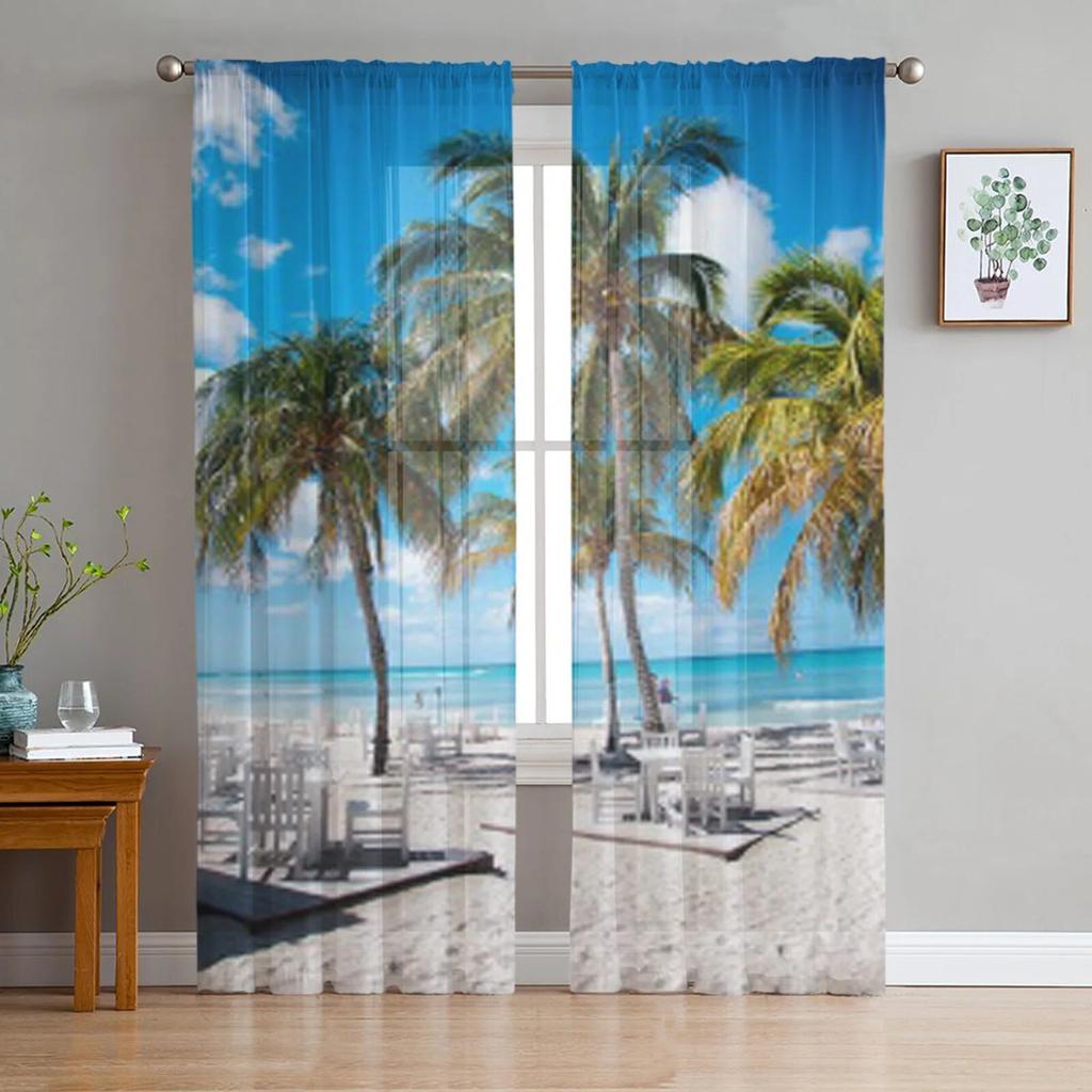Tende trasparenti in tulle per esterni, estive e idilliache, per cucina, finestre, soggiorno, tende moderne in voile, tende per camera da letto