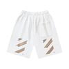 1019 Off-White 2025 Spring/Summer New OW Tape Slant Stripe Pattern Printed Men's and Women's Casual Loose Shorts