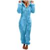 Women's Hooded Pajama with Zipper - Warm Plush Sleepwear