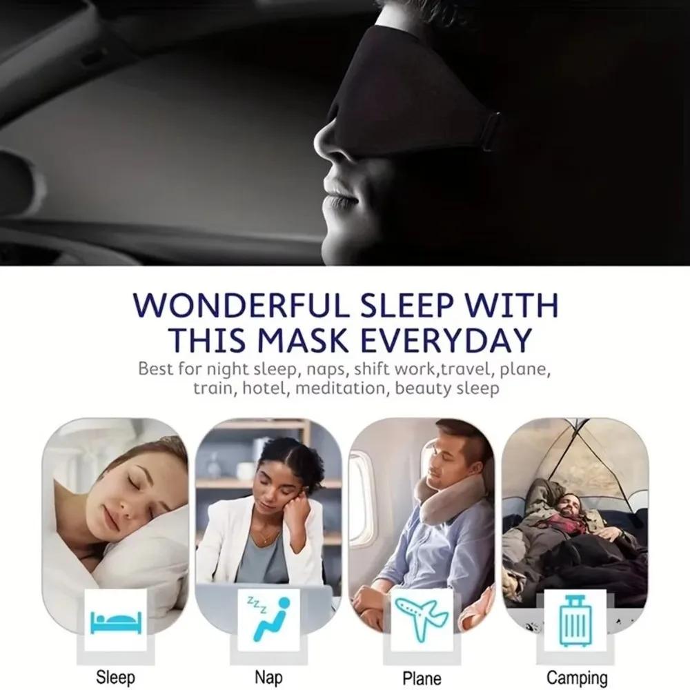 1PC Blackout Sleeping Mask Adjustable Strap Breathable Lightweight 3D Eye Mask Polyester Sleep Eye Mask Office Household