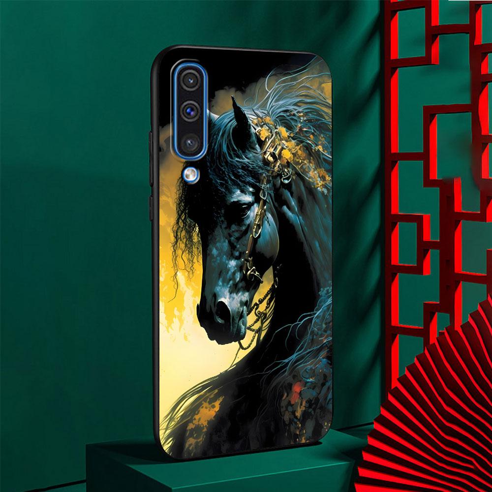 Horse Case for Samsung Galaxy A10s A50 A50s A02s A03s A20 A30 A20e A70 A70s A20s A30s A10 A40 A04 A04s A03 TPU Black Phone Cover