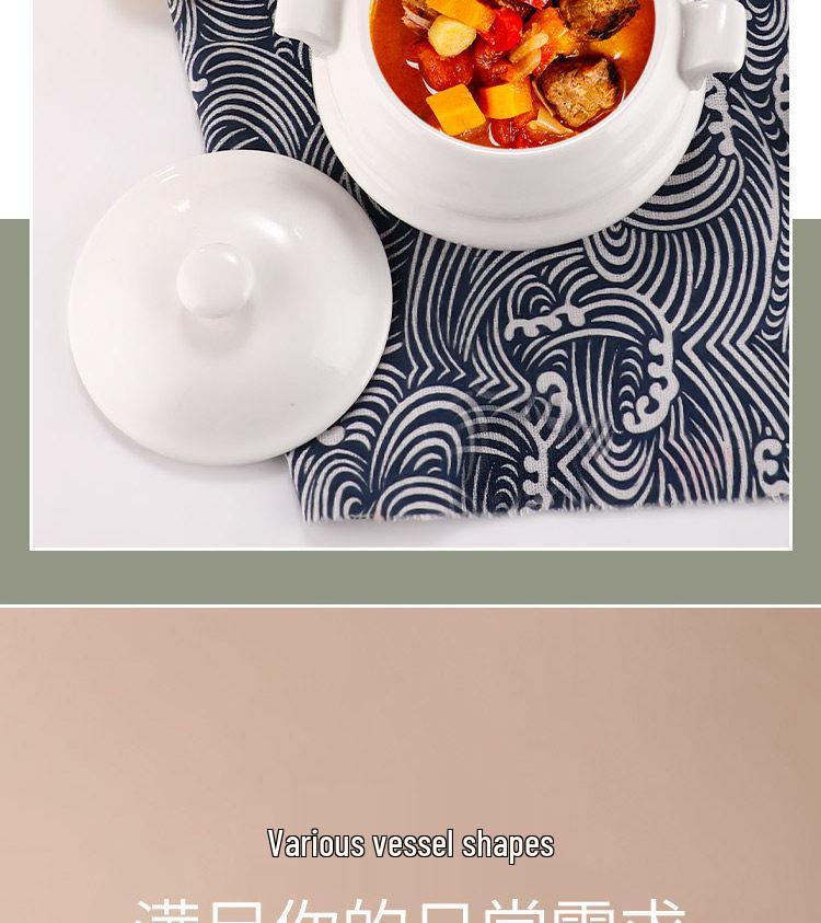 Double-Handled Ceramic Cantonese Stew Pot with Lid - Large Soup Bowl for Household or Hotel Use