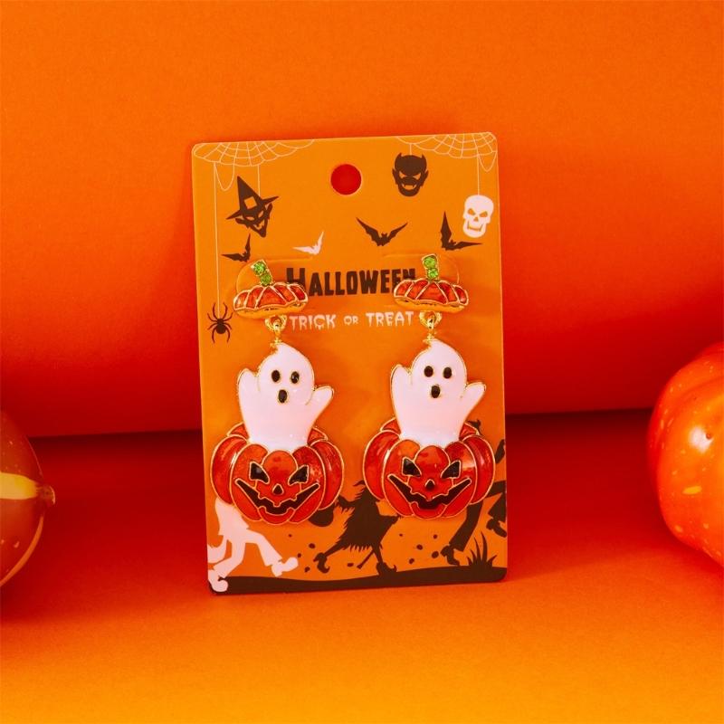 Orecchini Pendenti Asimmetrici Festivi a Zucca Comodo Accessorio per le Feste Perfetto per le Riunioni di Halloween