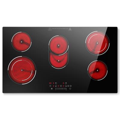 Glass Ceramic Hob, 5 Plates, 8400 W, Hob 90 Cm, with Oval Zone for Roasting Dish and Two Double Ring Zones, Touch Control