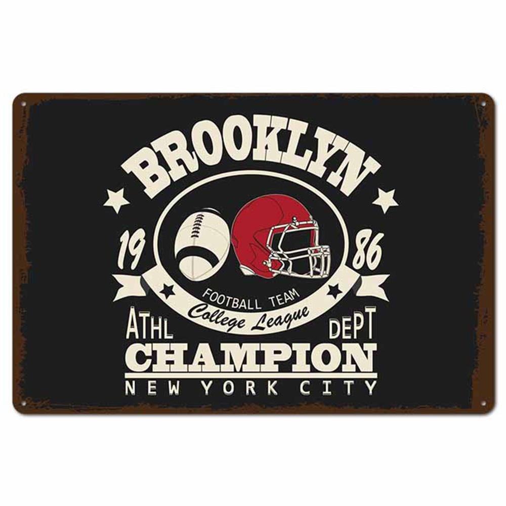 Football Retro Metal Tin Signs Plate Champion New York Shabby Chic Plaque Pub Bar Club Vintage Wall Decor Metal Poster