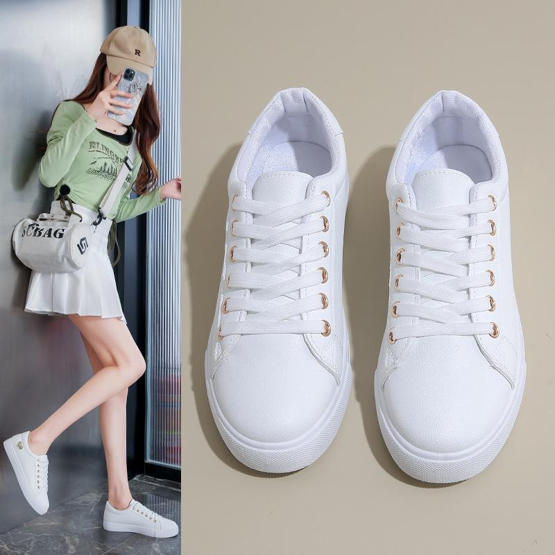 Versatile leather white shoes women's shoes 2025 trendy shoes popular autumn new autumn shoes Internet celebrity casual white shoes