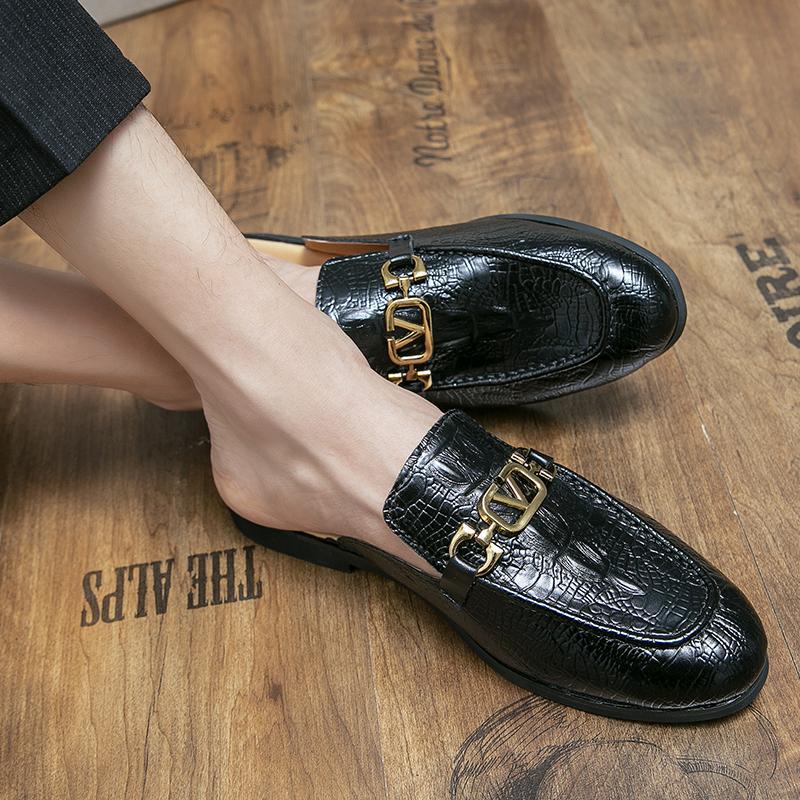 Small Leather Shoes Men's Korean Version Trendy Versatile Casual One-pedal Lazy Loafer Shoes Pointed Hair Stylist Nightclub British Style