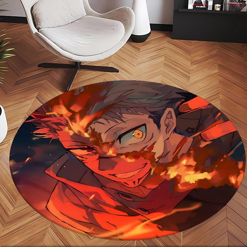 Ryomen Sukuna (1) Round Office Rug Decorative Floor Rug for Office Bedroom Living Room and Home Space